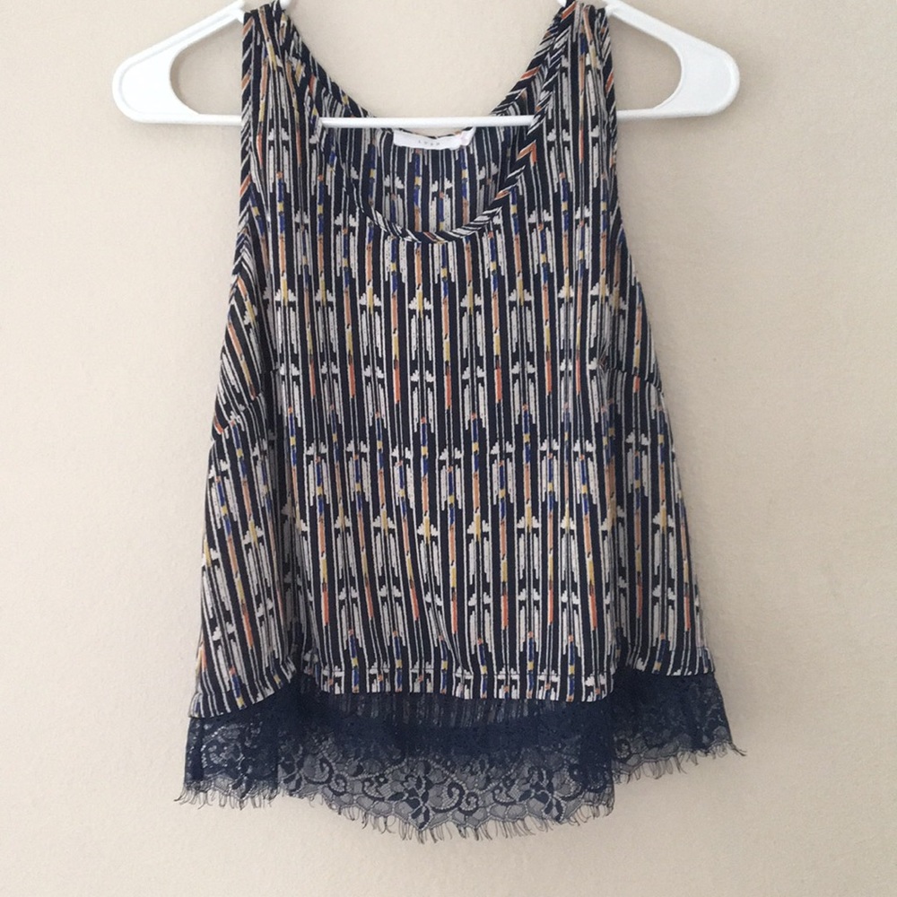 multicolor lace-trimmed tank top